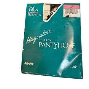 VINTAGE SEARS NEW hug along day sheers sandal foot navy pantyhose size petite